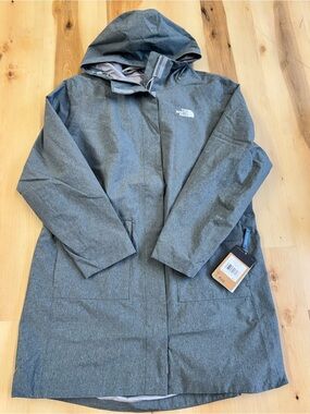 The North Face Heather Grey Hooded Waterproof Coat